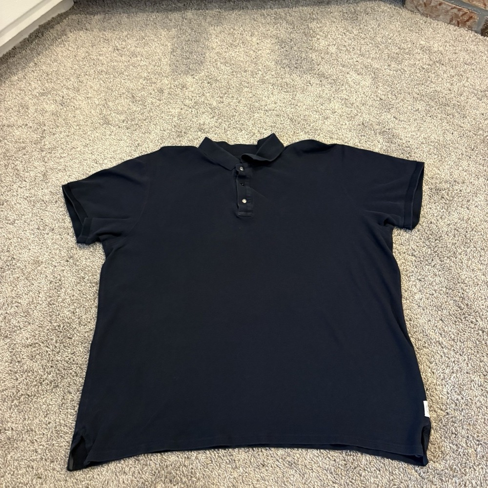 Reigning Champ Shirt Mens XL Dark Navy Snap Polo Short Sleeve Lightweight *READ*